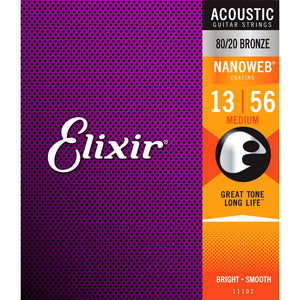 Elixir 11102 acoustic guitar strings nanoweb medium 13