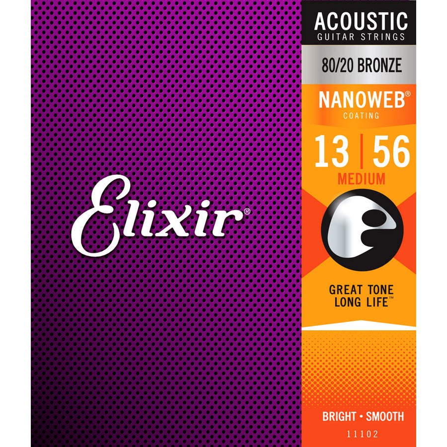 Elixir 11102 acoustic guitar strings nanoweb medium 13