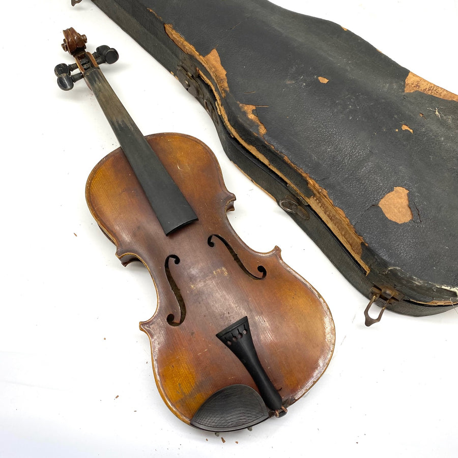 Unknown Model Early 1900s German Violin w/Case - 1/2 Size Used