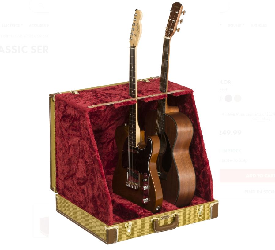 Fender Classic Series 3 Guitar case/stand Tweed