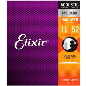 Elixir 11027 Nanoweb Custom Light Acoustic Guitar Strings