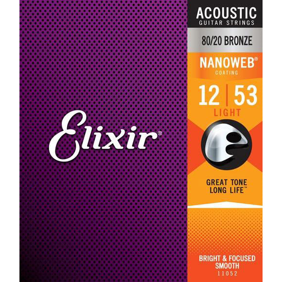 Elixir 11052 Nanoweb Light Acoustic Guitar Strings 12