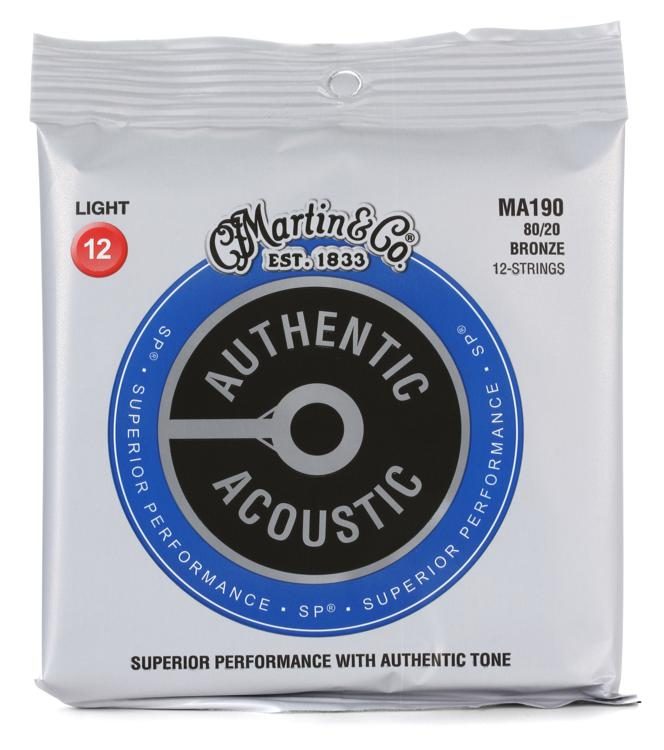 Martin MA190 80/20 12 String Authentic Acoustic Guitar Strings