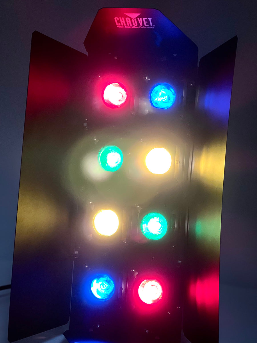 Used Chauvet Pair 8 Color Bank Lights and Stands