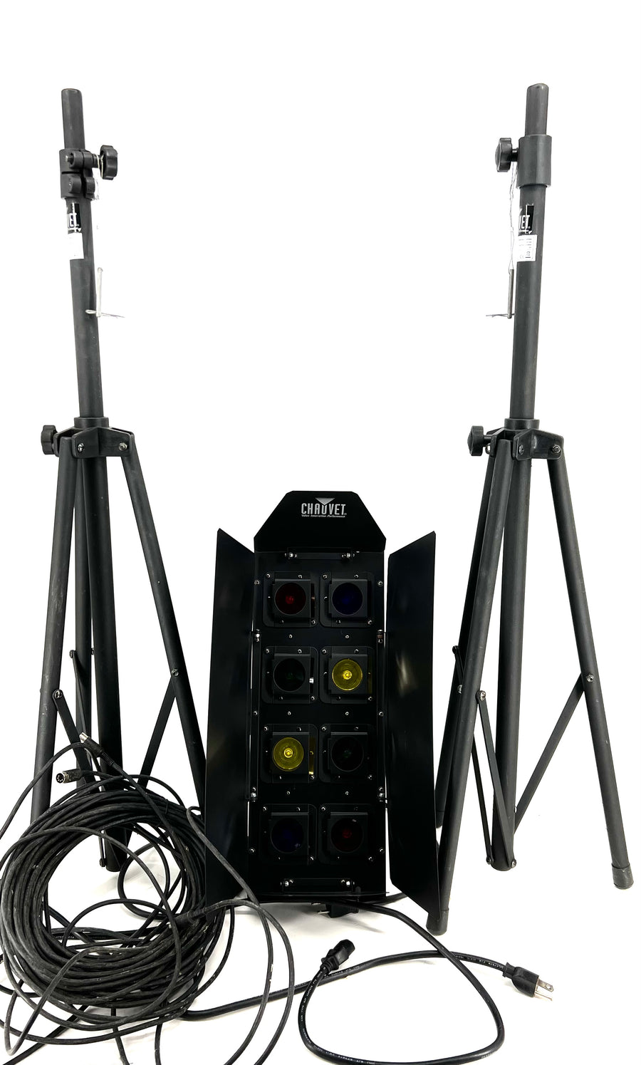Used Chauvet Pair 8 Color Bank Lights and Stands