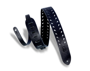 Levy's M12TTV-BLK Tooth Punch-Out Leather Guitar Strap