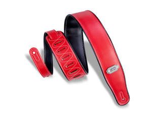 Levys M26VP-RED_BLK Red and Black Leather Guitar Strap