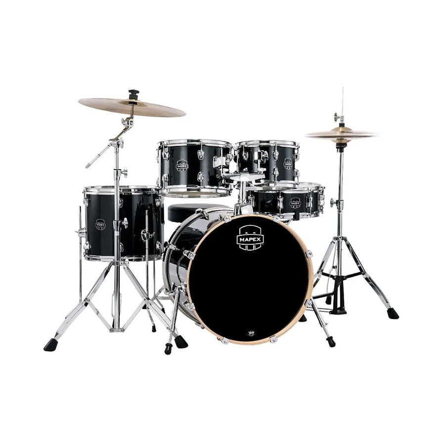 Mapex Venus 5pc Fusion Drum Set Complete Black Galaxy Sparkle w/ 20" Kick Drum