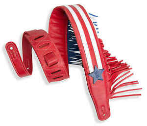 Levy's MGFUSA-RWB 2" Americana Fringe Leather Strap
